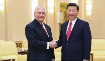 Ngoại trưởng Mỹ Rex Tillerson và Chủ tịch Trung Quốc Tập Cận Bình. Nguồn: scmp.com