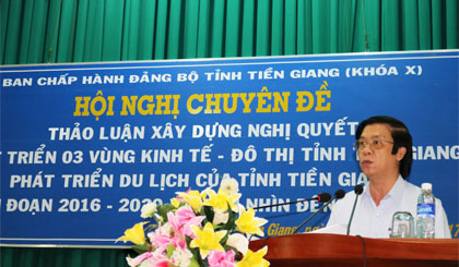 Ông Nguyễn Văn Danh, Bí thư Tỉnh ủy phát biểu tại Hội nghị.