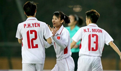 Niềm vui của các cầu thủ nữ Việt Nam. Nguồn: Tuoitre