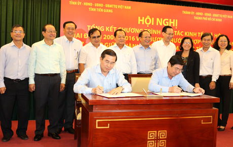 Chủ tịch UBND hai địa phương TP. Hồ Chí Minh và tỉnh Tiền Giang ký kết thỏa thuận Chương trình hợp tác kinh tế - xã hội giai đoạn 2017-2020.