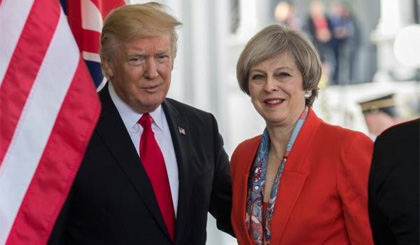Thủ tướng Anh Theresa May và Tổng thống Mỹ Donald Trump. Nguồn: Getty Images