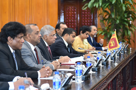 Thủ tướng Ranil Wickremesinghe và đoàn đại biểu cấp cao Sri Lanka tại Hội đàm. Ảnh: VGP/Quang Hiếu