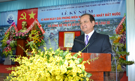Ông Trần Thanh Đức, Phó Chủ tịch UBND tỉnh phát biểu tại buổi lễ.