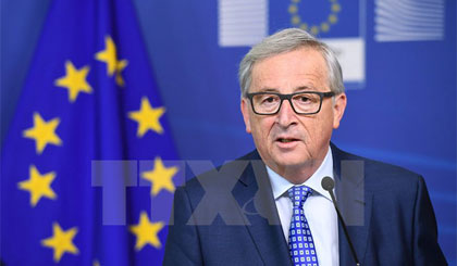 Chủ tịch Ủy ban châu Âu Jean-Claude Juncker tại một cuộc họp báo ở Brussels, Bỉ. Nguồn: AFP/TTXVN