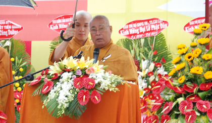  Hòa thượng Thích Huệ Minh, Trường Ban Trị sự Phật giáo tỉnh phát biểu ý nghĩa ngày đức Phật đản sinh