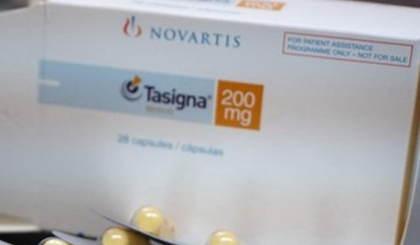 Thuốc Tasigna 200mg đặc trị bệnh bạch cầu mạn dòng tủy. (Ảnh: Phương Vy/TTXVN)