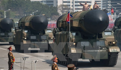 Triều Tiên giới thiệu tên lửa đạn đạo phóng từ tàu ngầm. Nguồn: AFP/TTXVN