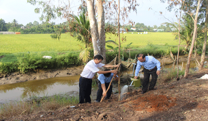 Ông Phạm Anh Tuấn, Phó Chủ tịch UBND tỉnh trồng cây sau buổi lễ 