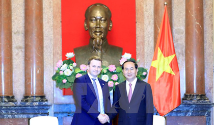 Chủ tịch nước Trần Đại Quang tiếp Bộ trưởng Bộ Phát triển Kinh tế Liên bang Nga Maksim Oreshkin nhân chuyến thăm và làm việc tại Việt Nam. Ảnh: Nhan Sáng/TTXVN