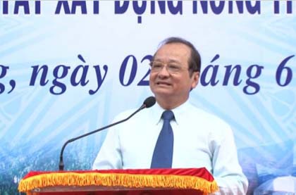 Deputy Chairman of Tien Giang provincial People’s Committee Tran Thanh Duc speaks at the launching ceremony. Photo: thtg.vn