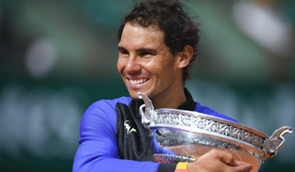 Rafael Nadal trở lại vị trí số 2 thế giới. Nguồn: AFP