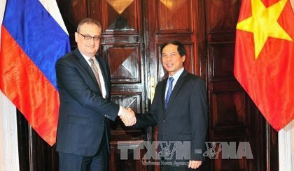 Deputy Foreign Minister Bui Thanh Son (R) and his Russian counterpart Igor Morgulov (Source: VNA)