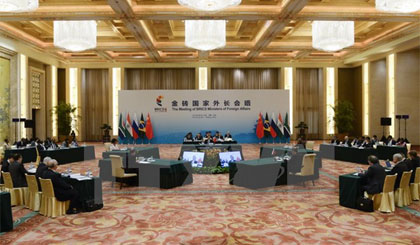 Toàn cảnh Hội nghị BRICS ở Bắc Kinh ngày 19/6. (Nguồn: AFP/TTXVN)