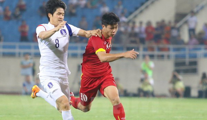 Công Phượng và đồng đội từng đối mặt U23 Hàn Quốc hồi năm 2015. Ảnh: Minh Chiến/Vietnam+