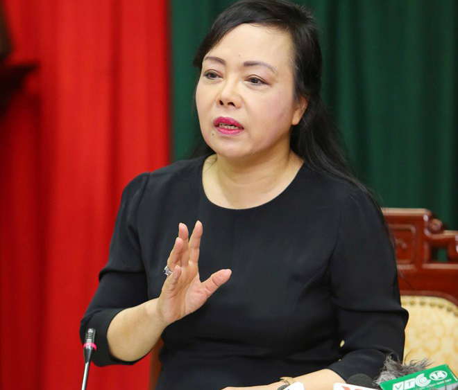 Bộ trưởng Bộ Y tế Nguyễn Thị kim Tiến phát biểu tại buổi họp trực tuyến. (Ảnh: Thành Đạt/TTXVN)