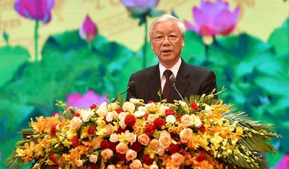 Party General Secretary Nguyen Phu Trong speaking at the ceremony (Credit: VGP)