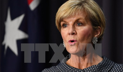 Ngoại trưởng Australia Julie Bishop tại cuộc họp báo ở Canberra, Australia. Nguồn: EPA/TTXVN