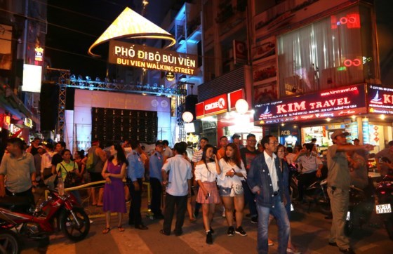 Visitors at Bui Vien walking street which was officially opened in HCMC on August 20