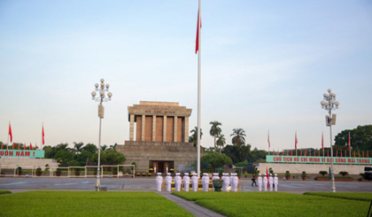 The flag raising ceremony at Ba Dinh Square in Hanoi on National Day September 2