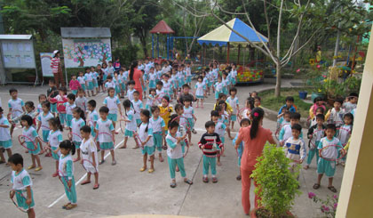 Trường Mầm non Tân Thanh không ngừng nâng cao chất lượng chăm sóc, giáo dục trẻ. 