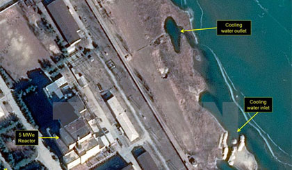 Cận cảnh lò phản ứng hạt nhân số 5 của Triều Tiên tại cơ sở Yongbyon ngày 16-1. Nguồn: 38 North