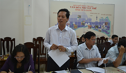 Ông Nguyễn Thành Diệu, Trưởng Ban Kinh tế - ngân sách HĐND tỉnh phát biểu tại buổi làm việc với Sở VHTT&DL