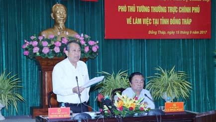 Deputy PM Truong Hoa Binh speaking at the working session (Credit: VGP)