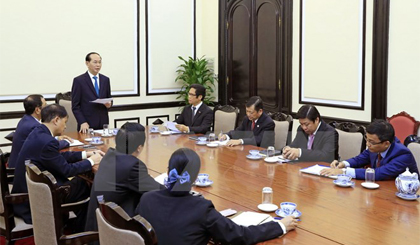 Chủ tịch nước Trần Đại Quang có buổi làm việc với lãnh đạo Hội đồng Tư vấn kinh doanh APEC 2017. Ảnh: Nhan Sáng/TTXVN