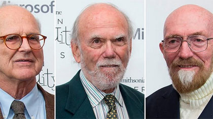 Ba nhà khoa học Mỹ (từ trái sang phải) gồm Rainer Weiss, Bary C.Barish và Kip S.Thorne . Nguồn: AFP/Getty Images