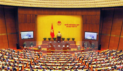 Toàn cảnh khai mạc kỳ họp thứ tư Quốc hội khóa XIV. Ảnh: Nguyễn Dân/TTXVN