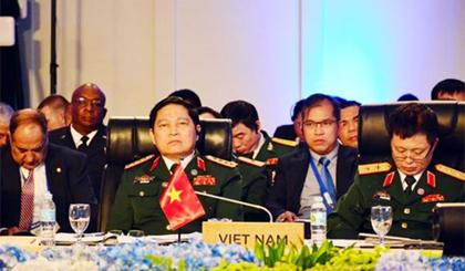Bộ trưởng Bộ Quốc phòng Việt Nam Ngô Xuân Lịch tại Hội nghị ADMM+ lần thứ 4. Ảnh: qdnd.vn