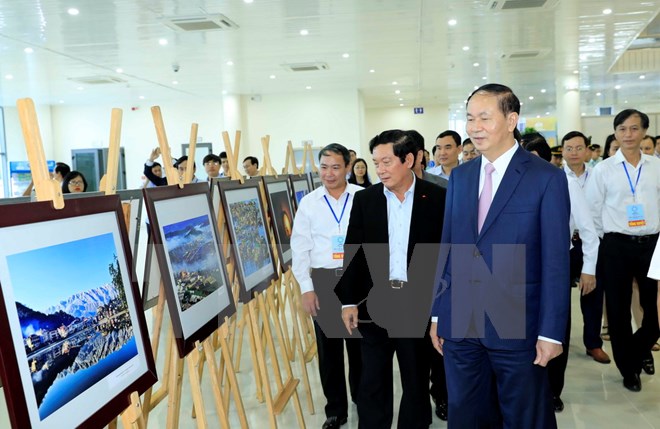 Chủ tịch nước Trần Đại Quang dự Chương trình Tổng duyệt các hoạt động của Tuần lễ Cấp cao APEC 2017. Ảnh: Nhan Sáng/TTXVN