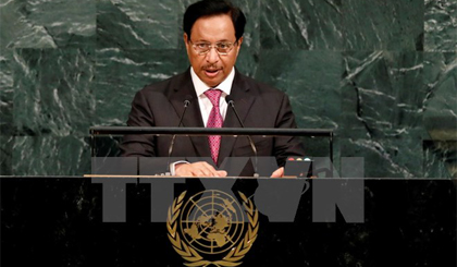 Thủ tướng Kuwait phát biểu tại khóa họp lần thứ 72 Đại hội đồng Liên hợp quốc ở New York, Mỹ ngày 20-9. Nguồn: THX/TTXVN
