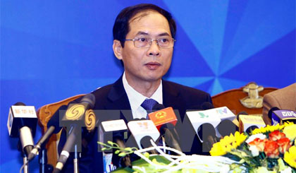 Thứ trưởng Bộ Ngoại giao Bùi Thanh Sơn, Chủ tịch SOM APEC 2017 phát biểu. Ảnh: An Đăng/TTXVN