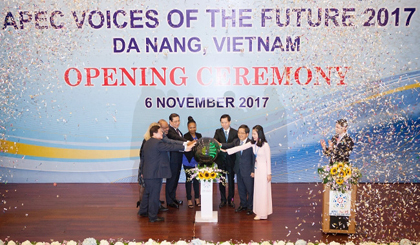 Delegates perform the opening ritual for the APEC Voices of the Future 2017.