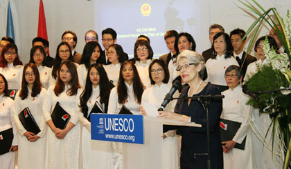 UNESCO Director-General Irina Bokova speaks at the event. (Credit: NDO)