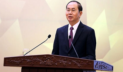 President Tran Dai Quang speaking at the ceremony (Credit: VGP)