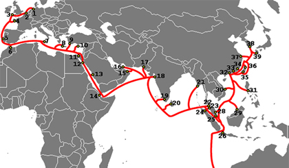 Route of SMW-3 submarine cable. (Photo: FPT)