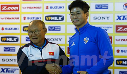 Ông Park tự tin trước cuộc đối đầu với đội bóng quê hương Ulsan Hynhdai. (Ảnh: Minh Chiến/Vietnam+)