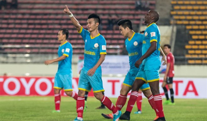 Sanna Khanh Hoa seen in the Toyota Mekong Club Championship 2017. They will meet Muangthong United of Thailand in the final’s first leg today. (Photo foxsportsasia.com)