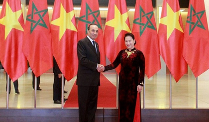 President of the Moroccan House of Representatives Habib El Malki and Vietnamese NA Chairwoman Nguyen Thi Kim Ngan. (Credit: VOV)