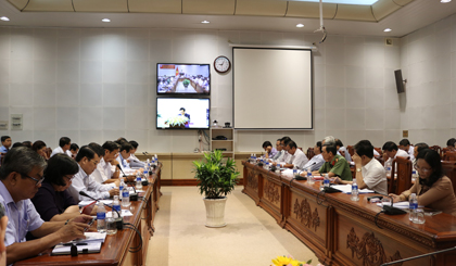 Các đại biểu tham dự hội nghị tại điểm cầu tỉnh Tiền Giang