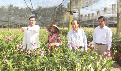 Tham quan vườn lan tại Khu du lịch Điền lang thôn Trang.
