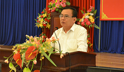 Standing Deputy Secretary of the Tien Giang provincial Party Committee Vo Van Binh delivered a speech at the meeting.