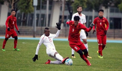 Vietnam U-23 team vs Palestine in the friendly match held in China on January 4 (Photo: vff.org.vn)