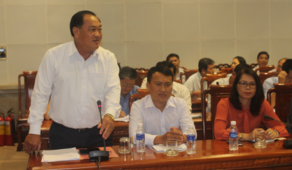 Giám đốc Đài Phát thanh - Truyền hình Tiền Giang Nguyễn Sỹ Hùng phát biểu tại hội nghị.