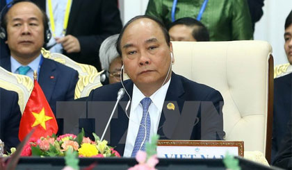 Thủ tướng Nguyễn Xuân Phúc dự Hội nghị Cấp cao Hợp tác Mekong-Lan Thương. Ảnh: Thống Nhất/TTXVN