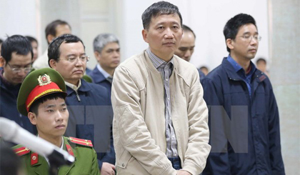 Bị cáo Trịnh Xuân Thanh và đồng phạm tại phiên tòa. Ảnh: Doãn Tấn/TTXVN