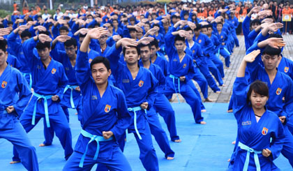 Vovinam is practised by students from FPT University in 2014 (credit: fpt.edu.vn)