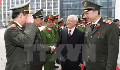 Tổng Bí thư Nguyễn Phú Trọng và Bộ trưởng Bộ Công an Tô Lâm với các đại biểu dự hội nghị. Ảnh: Trí Dũng/TTXVN